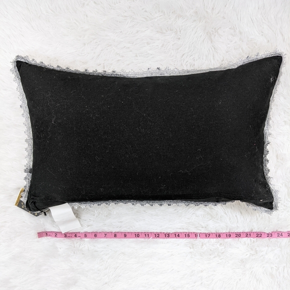 Salem's Haunting Boo White and Black Sequin Halloween Lumbar Pillow - Picture 5 of 7